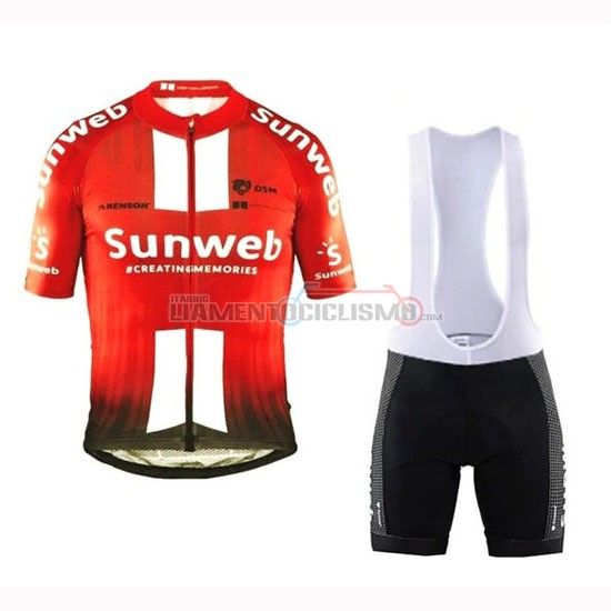 Abbigliamento Ciclismo Sunweb Manica Corta 2019 Arancione Bianco